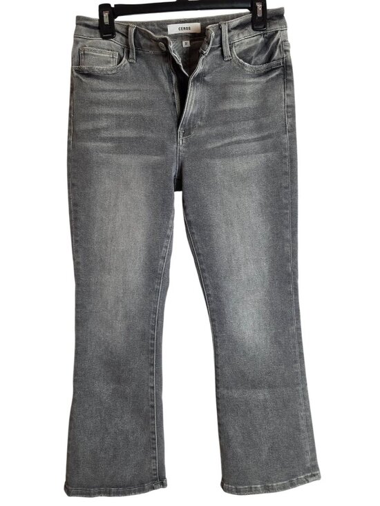 Ceros Denim - Ceros High Rise Cropped Bootcut Flare Jeans Women 27 Gray Stretch Denim